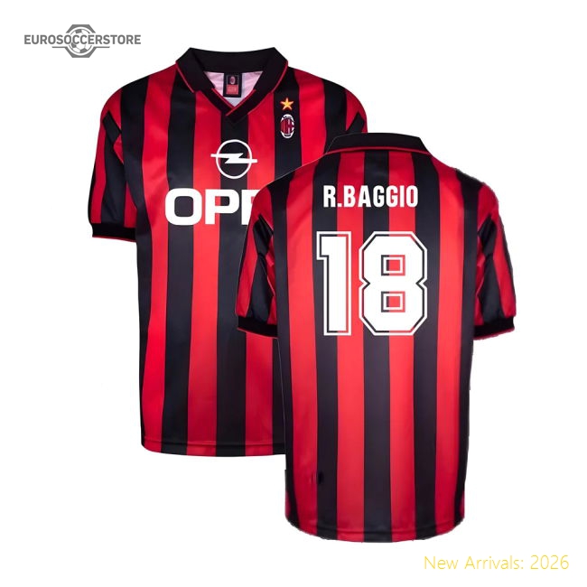 AC Milan 1996 Home Retro Shirt (R.Baggio 18)-The Soccer Shirt Hub