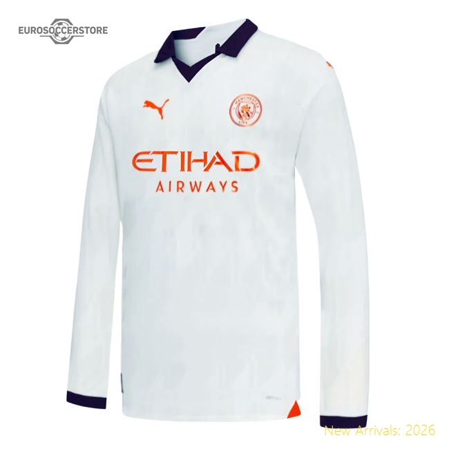 2023-2024 Man City Long Sleeve Away Shirt (Kids) (RODRIGO 16)-The Soccer Shirt Hub