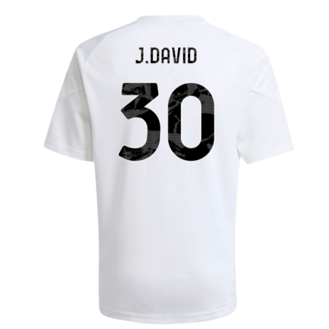 2025-2026 Juventus Training Shirt (White) - Kids (J.David 30)-The Soccer Shirt Hub
