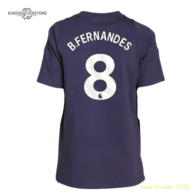 2025-2026 Man Utd Training Tee (Aurora Plum) - Kids (B.Fernandes 8)-The Soccer Shirt Hub