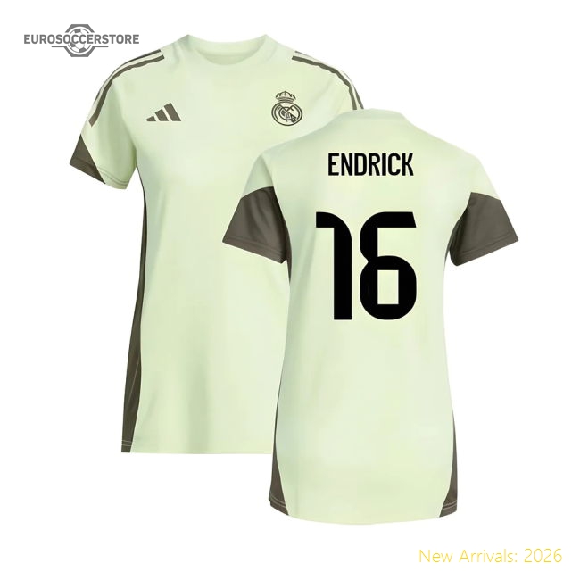 2025-2026 Real Madrid Training Jersey (Almost Lime) - Womens (Endrick 16)-The Soccer Shirt Hub