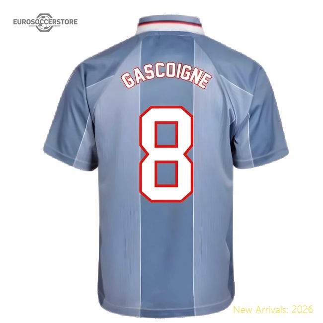 Score Draw England 1996 Away Euro Championship Retro Football Shirt (GASCOIGNE 8)-The Soccer Shirt Hub