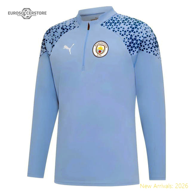 2023-2024 Man City Training Half Zip Top (Light Blue)-The Soccer Shirt Hub