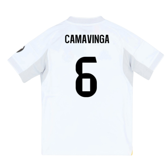 2025-2026 Real Madrid Home Youth Kit (Camavinga 6)-The Soccer Shirt Hub