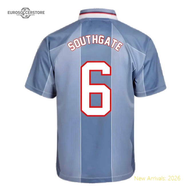 Score Draw England 1996 Away Euro Championship Retro Football Shirt (SOUTHGATE 6)-The Soccer Shirt Hub