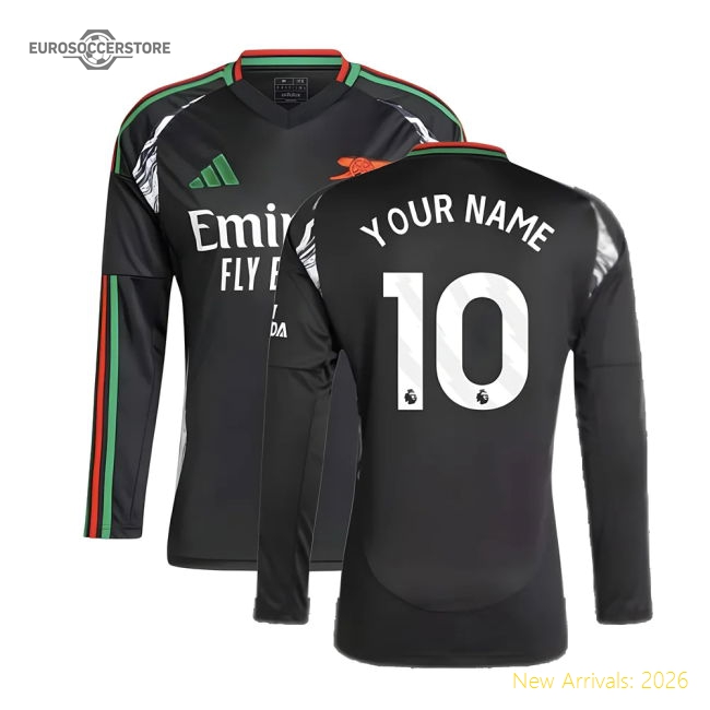 2024-2025 Arsenal Away Long Sleeve Shirt (Your Name)-The Soccer Shirt Hub