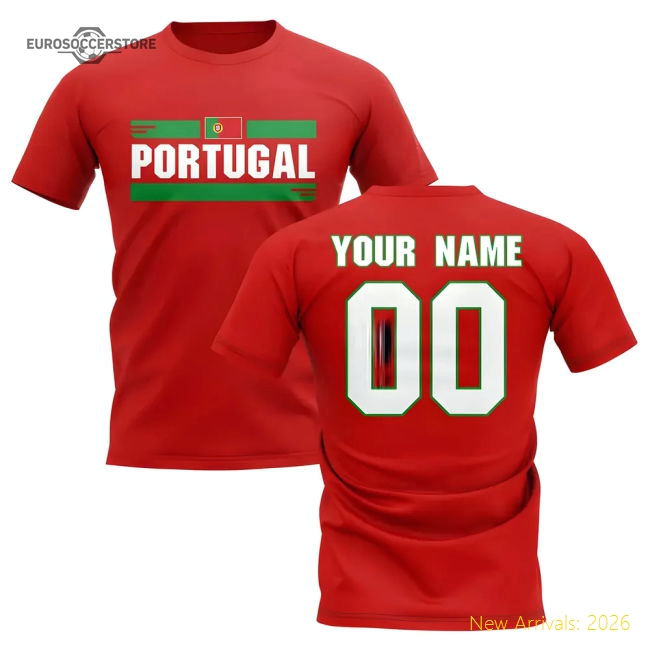 Personalised Portugal Fan Football T-Shirt (red)-The Soccer Shirt Hub