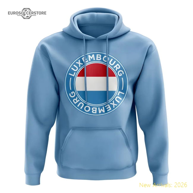 Luxembourg Football Badge Hoodie (Sky)-The Soccer Shirt Hub