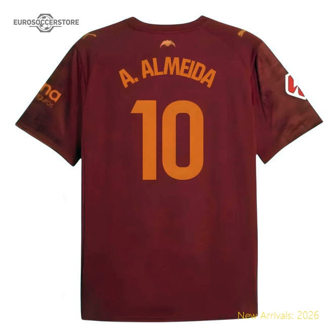 2025-2026 Valencia Away Shirt (Kids) (A. Almeida 10)-The Soccer Shirt Hub