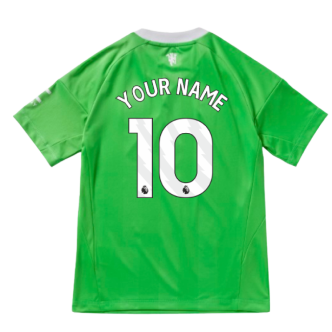 2025-2026 Man Utd Third Goalkeeper Shirt (Green) - Kids (Your Name)-The Soccer Shirt Hub