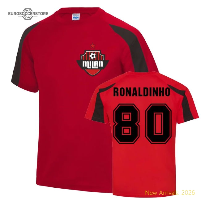 Ronaldinho Milan Sports Training Jersey (Red)-The Soccer Shirt Hub