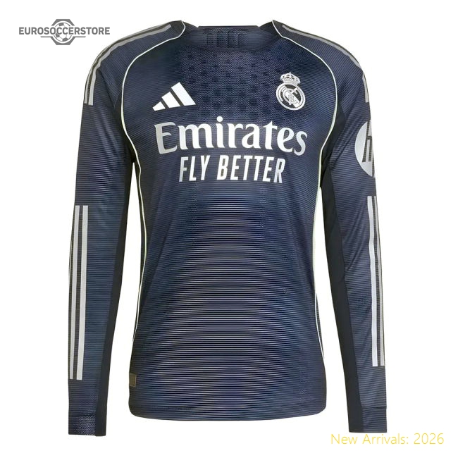 2025-2026 Real Madrid Long Sleeve Away Shirt-The Soccer Shirt Hub