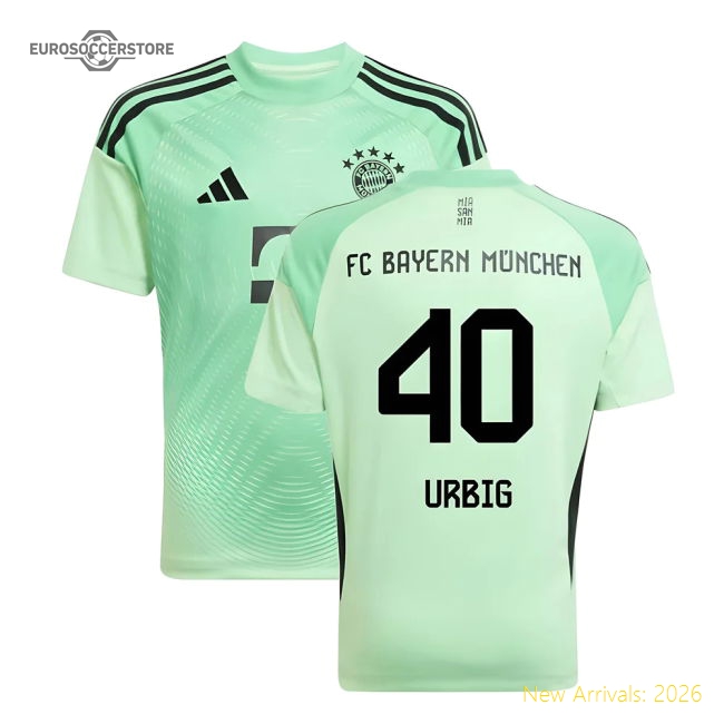 2025-2026 Bayern Munich Home Goalkeeper Shirt (Glory Mint) - Kids (Urbig 40)-The Soccer Shirt Hub