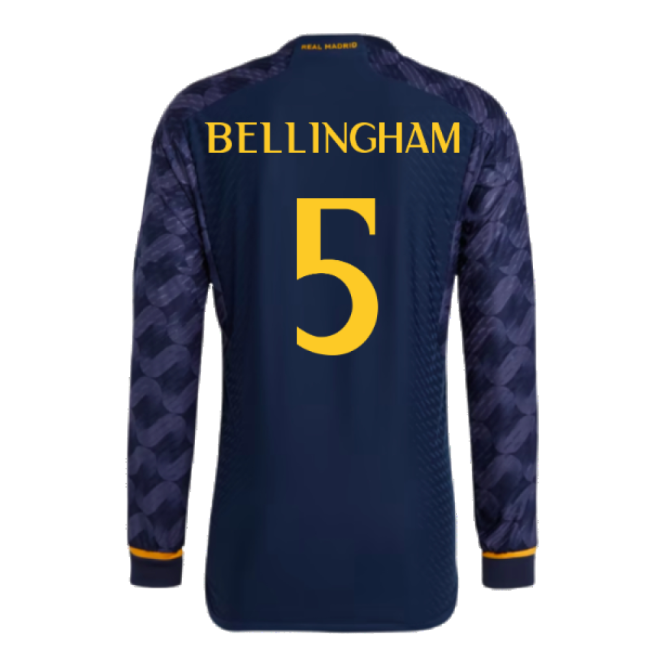 2023-2024 Real Madrid Authentic Long Sleeve Away Shirt (Bellingham 5)-The Soccer Shirt Hub