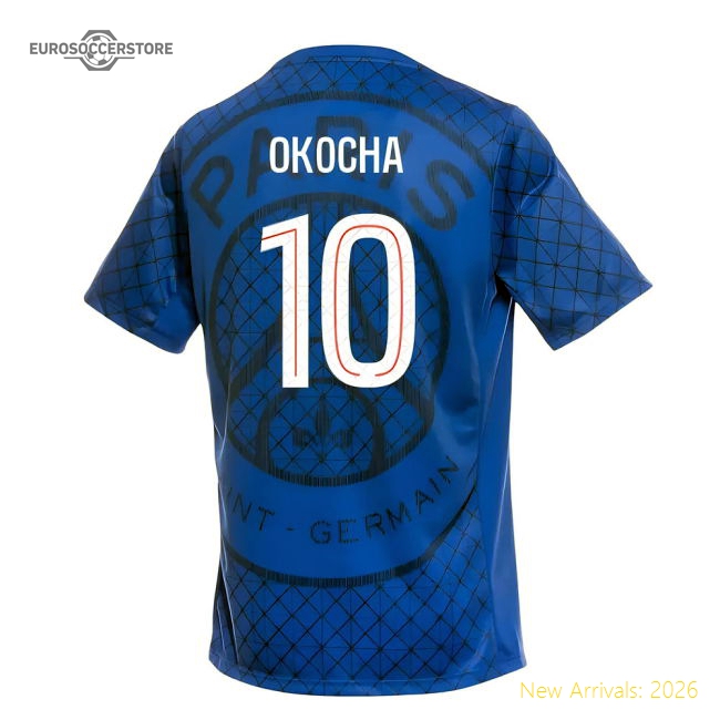 2025-2026 PSG Academy Pro Home Pre Match Shirt (Royal) (Okocha 10)-The Soccer Shirt Hub