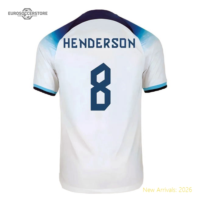 2022-2023 England Home Shirt (Henderson 8)-The Soccer Shirt Hub