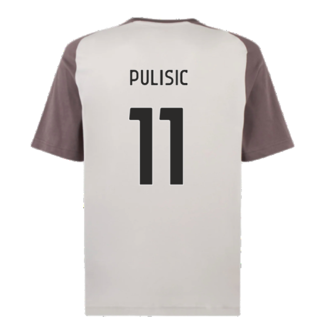 2023-2024 AC Milan Casuals Tee (Light Grey) (Pulisic 11)-The Soccer Shirt Hub