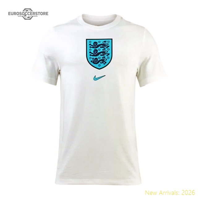 2022-2023 England Crest Tee (White) (Your Name)-The Soccer Shirt Hub