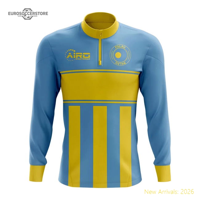 Palau Concept Football Half Zip Midlayer Top (Sky Blue-Yellow)-The Soccer Shirt Hub