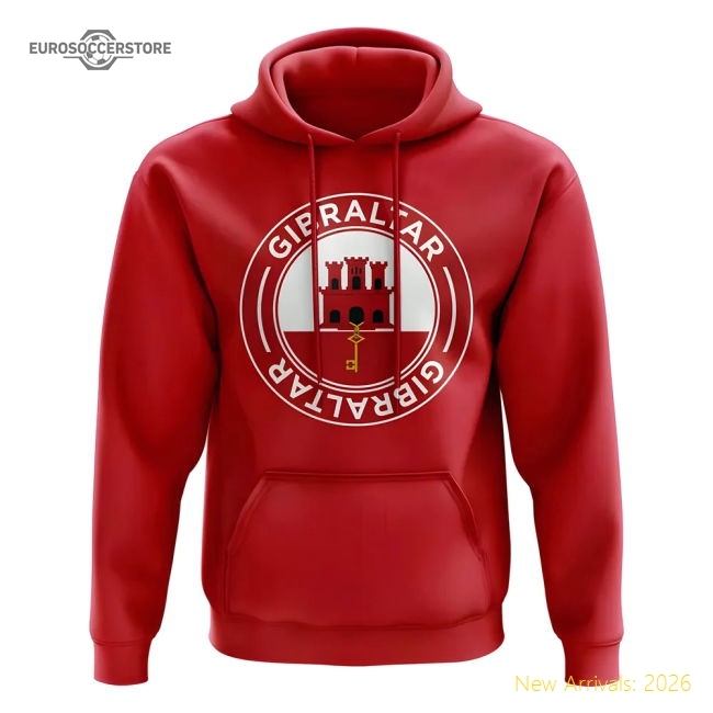 Gibraltar Football Badge Hoodie (Red)-The Soccer Shirt Hub