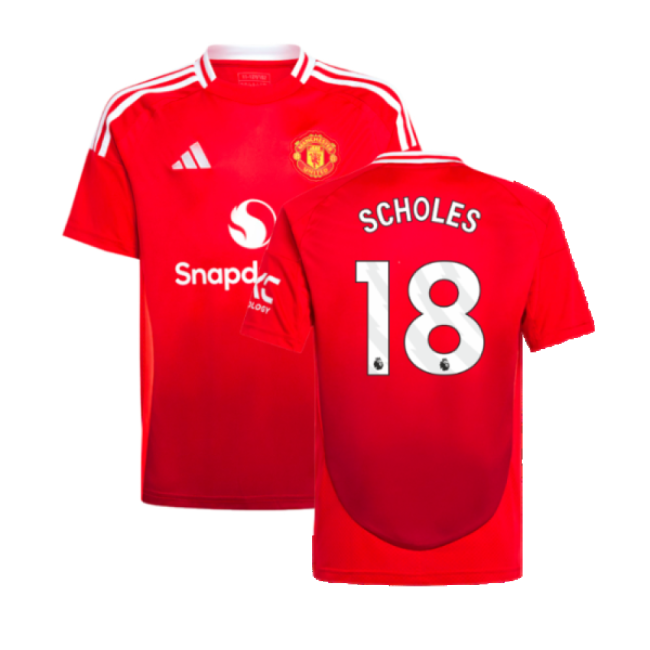 2024-2025 Man Utd Home Shirt (Kids) (Scholes 18)-The Soccer Shirt Hub