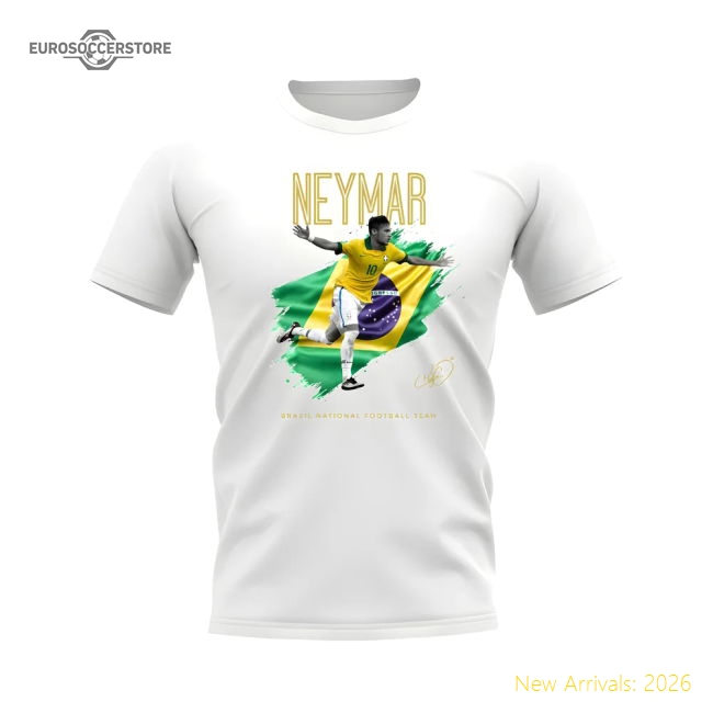 Neymar Brazil Celebration T-Shirt (White)-The Soccer Shirt Hub