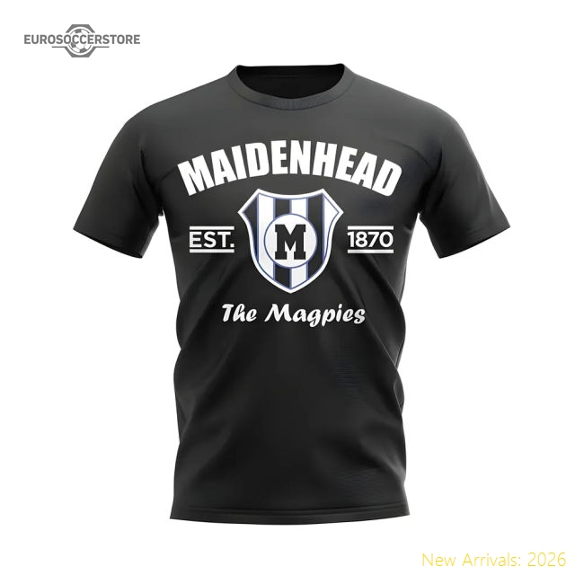 Maidenhead Established Football T-Shirt (Black)-The Soccer Shirt Hub