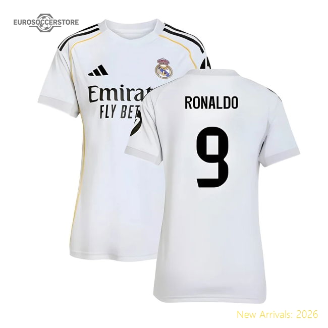 2025-2026 Real Madrid Home Shirt (Womens) (Ronaldo 9)-The Soccer Shirt Hub
