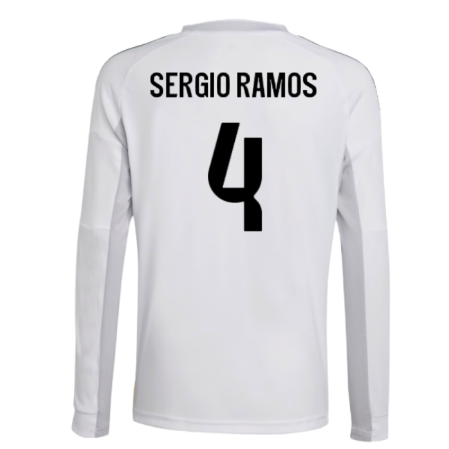 2025-2026 Real Madrid Long Sleeve Home Shirt (Kids) (Sergio Ramos 4)-The Soccer Shirt Hub