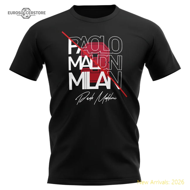 Paolo Maldini Milan Graphic Signature T-Shirt (Black)-The Soccer Shirt Hub
