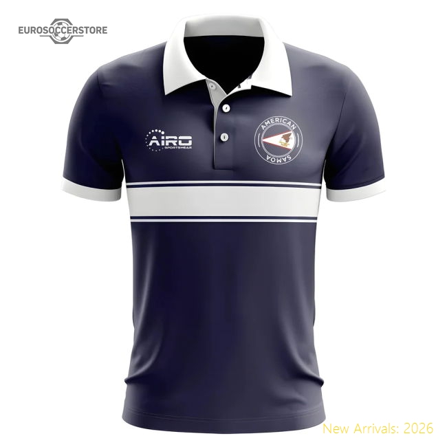 American Samoa Concept Stripe Polo Shirt (Navy)-The Soccer Shirt Hub