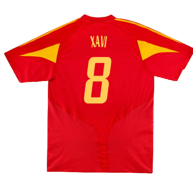 Spain 2004-06 Home Shirt ((Very Good) XL) (Xavi 8)-The Soccer Shirt Hub
