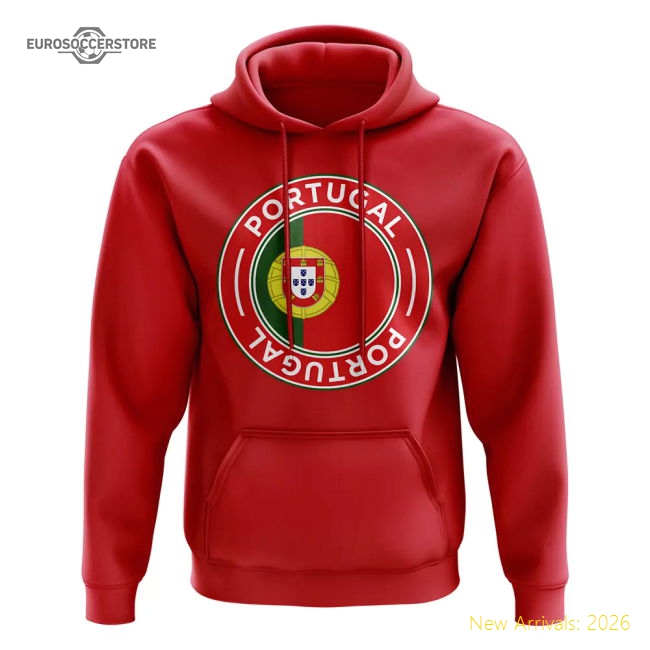 Portugal Football Badge Hoodie (Red)-The Soccer Shirt Hub