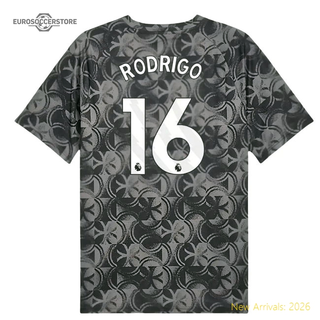 2025-2026 Man City Warm Up Jersey (Black) (Rodrigo 16)-The Soccer Shirt Hub