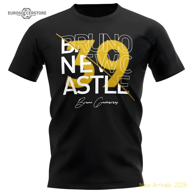 Bruno Guimaraes Newcastle Graphic Signature T-Shirt (Black)-The Soccer Shirt Hub