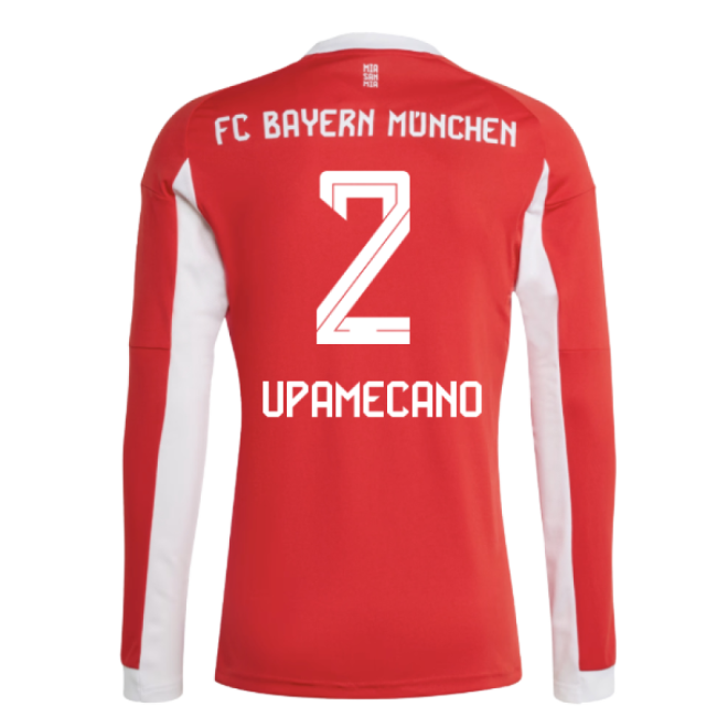 2025-2026 Bayern Munich Long Sleeve Home Shirt (Upamecano 2)-The Soccer Shirt Hub
