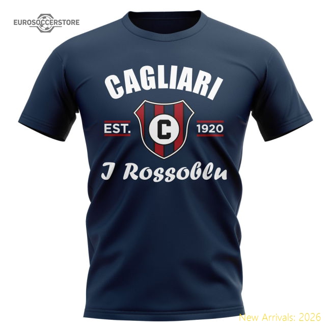 Cagliari Established Football T-Shirt (Navy)-The Soccer Shirt Hub