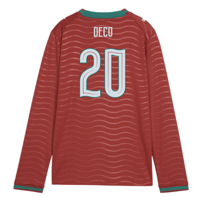 2026-2027 Portugal Long Sleeve Home Shirt (Kids) (Deco 20)-The Soccer Shirt Hub