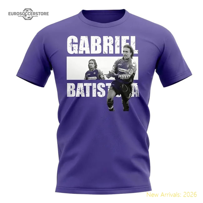 Gabriel Batistuta Player Collage T-Shirt (Purple)-The Soccer Shirt Hub