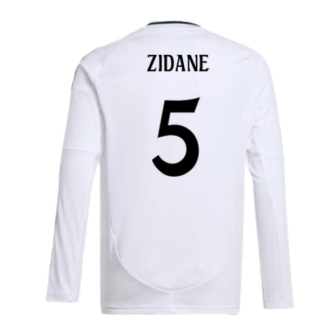 2024-2025 Real Madrid Long Sleeve Home Shirt (Kids) (Zidane 5)-The Soccer Shirt Hub