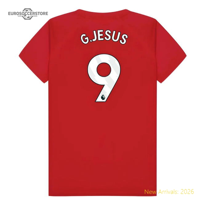 Arsenal Poly T-Shirt (Red) - Kids (G.Jesus 9)-The Soccer Shirt Hub