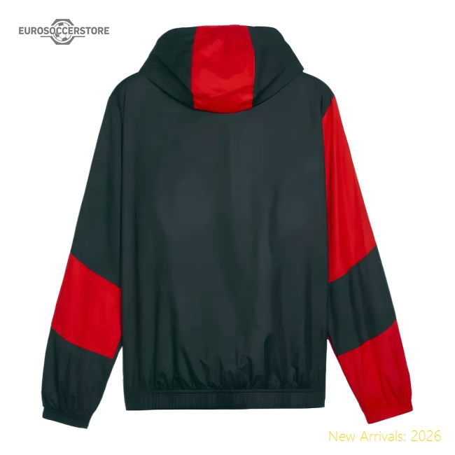 2023-2024 AC Milan Prematch Woven Jacket (Black)-The Soccer Shirt Hub