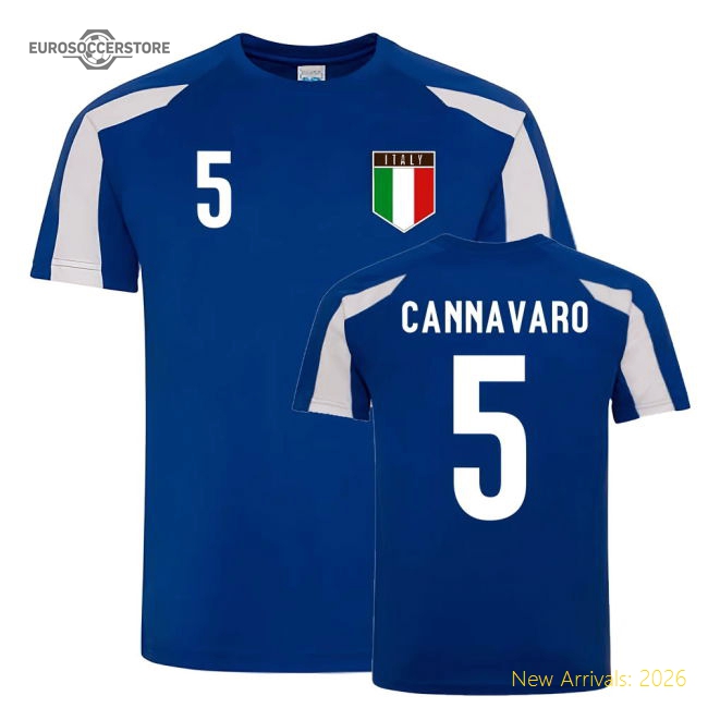 Fabio Cannavaro Italy Sports Training Jersey (Blue-White)-The Soccer Shirt Hub