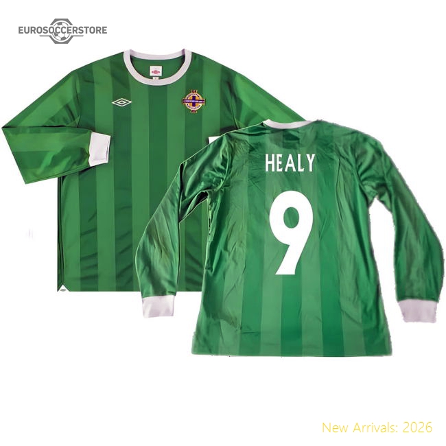 Northern Ireland 2010-12 Long Sleeve Home Shirt ((Good) XL) (Healy 9)-The Soccer Shirt Hub