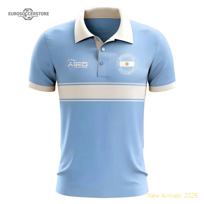 Argentina Concept Stripe Polo Shirt (Sky)-The Soccer Shirt Hub