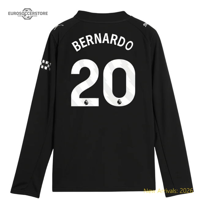 2025-2026 Man City Long Sleeve Away Shirt (Kids) (Bernardo 20)-The Soccer Shirt Hub