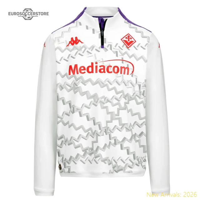 2024-2025 Fiorentina Training Sweat 1/4 Zip (White)-The Soccer Shirt Hub