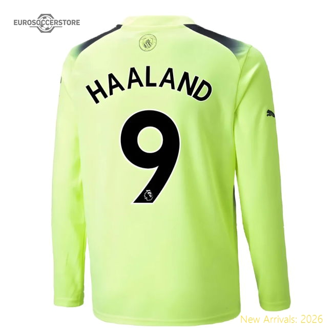 2022-2023 Man City Long Sleeve Third Shirt (HAALAND 9)-The Soccer Shirt Hub