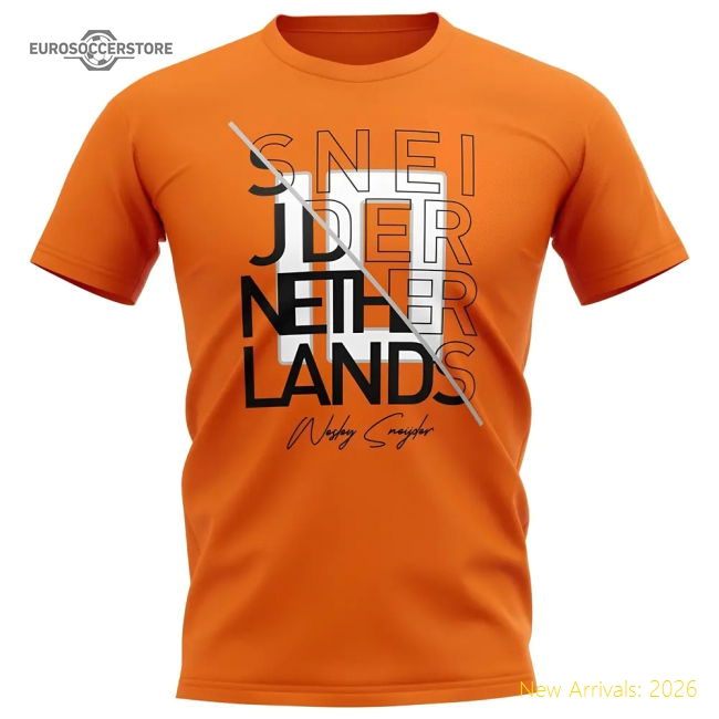 Wesley Sneijder Holland Graphic Signature T-Shirt (Orange)-The Soccer Shirt Hub