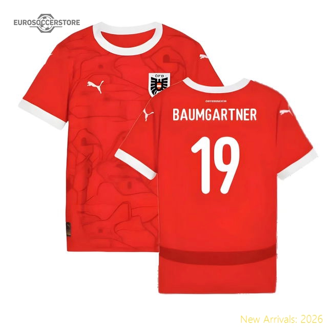 2024-2025 Austria Home Shirt (Kids) (Baumgartner 19)-The Soccer Shirt Hub